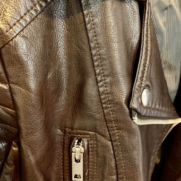 Blank NYC Vegan Leather Moto Jacket in Dark Chocolate Brown - Picture 2 of 4